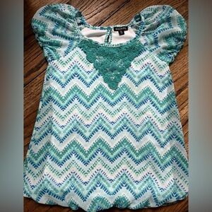 George Blue Aztec Stripe Print Blouse Medium 7/8